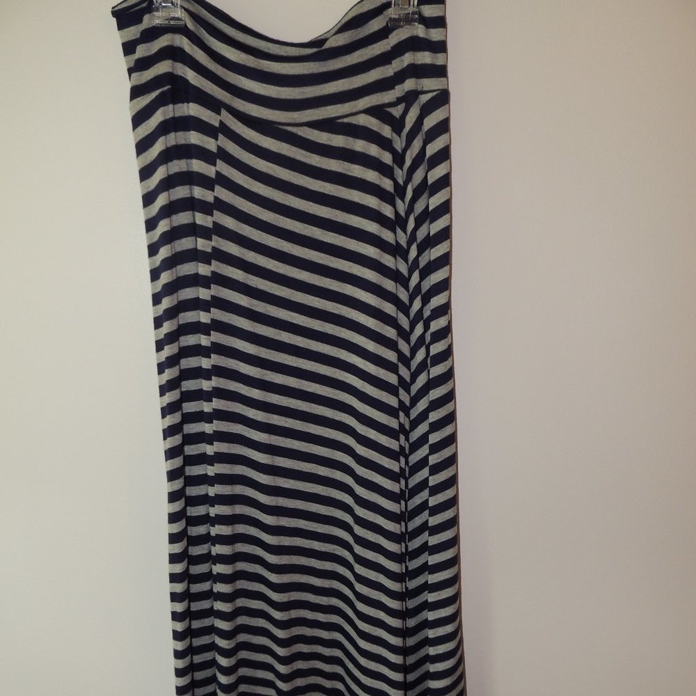 Blue and Grey Striped Skirt